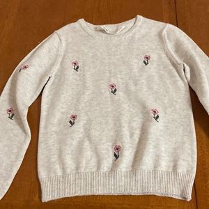 H&M grey and pink roses sweater